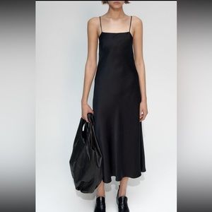 NWT Zara black satin slip dress size Large